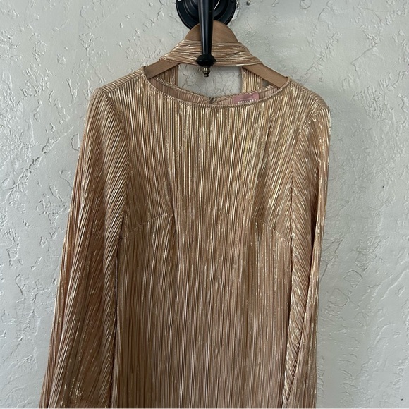 Show Me Your MuMu Sarah Midi Dress Gold Pleat - Picture 3 of 8